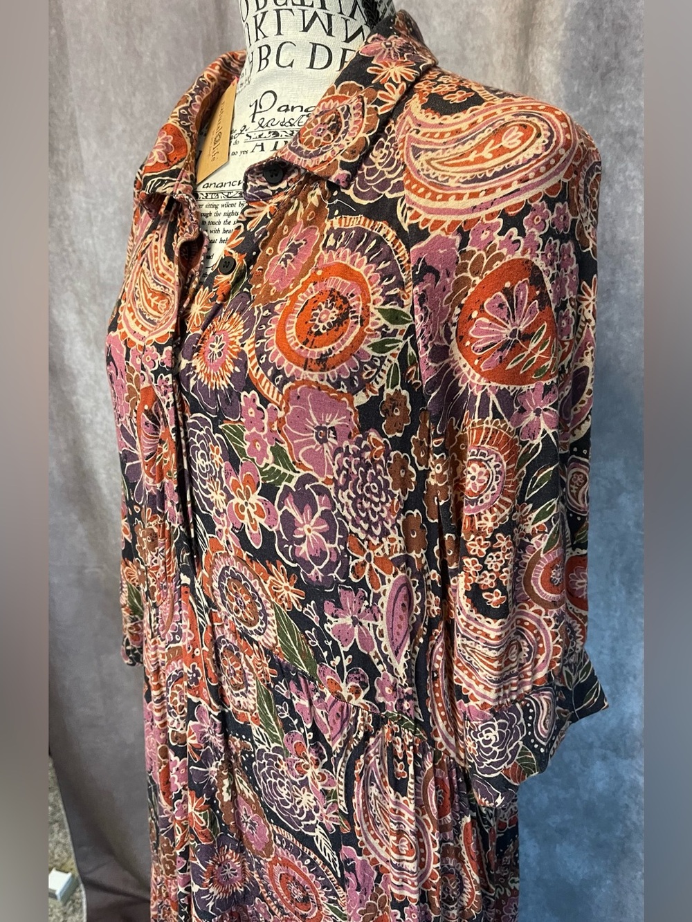 NATURAL LIFE Paisley Print Dress in Rust, Olive, and Blush NWT XL - Picture 3 of 6